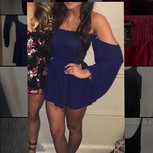 S Navy Blue, Off the Shoulder Romper